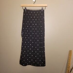 Unbranded Daisy Floral Ribbed Maxi Skirt Womens M Black Excellent Side Slit Boho